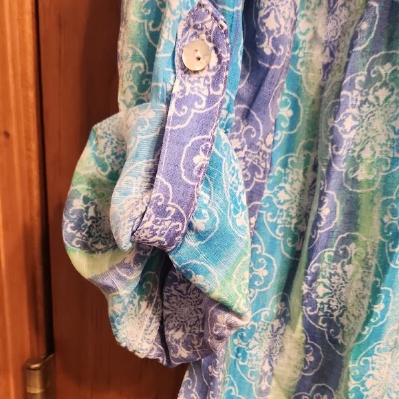 RUBY ROAD Blue and Green Blouse with Elegant Design NWT - Picture 7 of 10